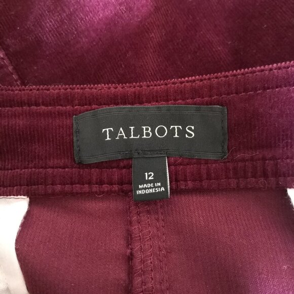 New Talbots Burgundy Gold Button Corduroy Ribbed Texture Skirt Size 12 - Picture 6 of 7